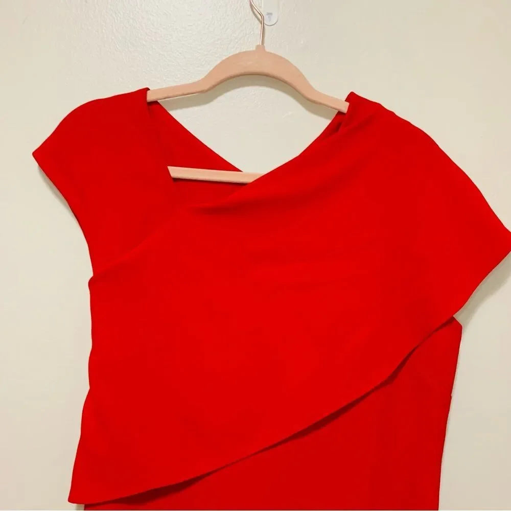 Ralph Lauren Collection Purple Label Red Crepe asymmetric Overlay dress size 10